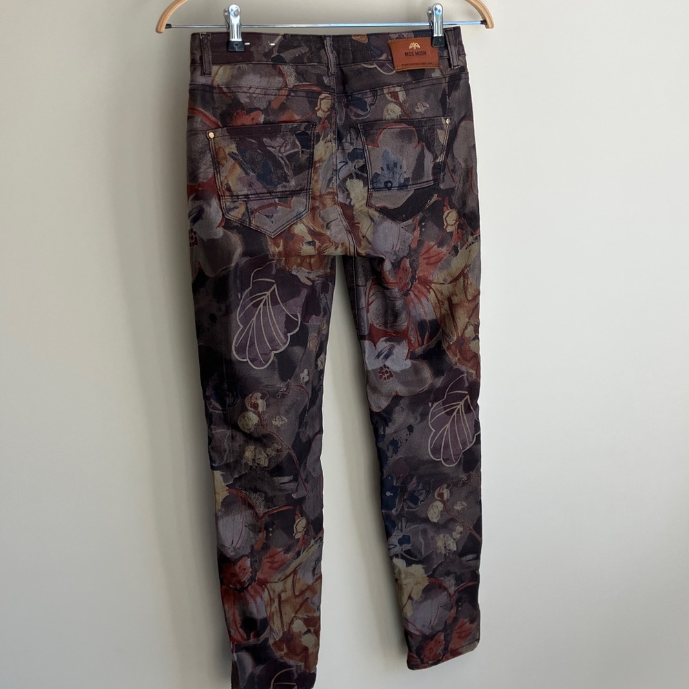 MOS MOSH European Brand Floral Patterned Brown/Grey Skinny Pants Size 28 NWOT - Picture 4 of 11